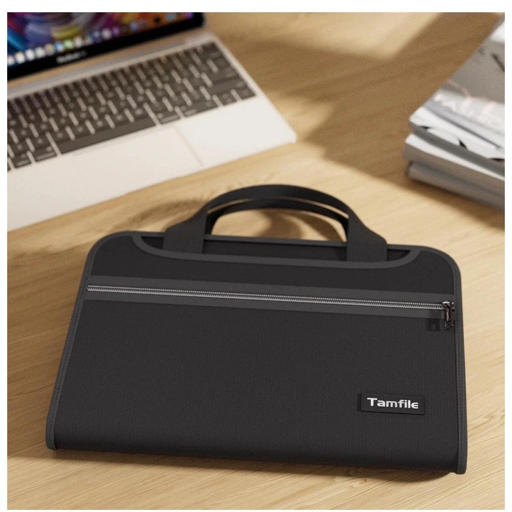 Tamfile Fireproof Accordion File Organizer with Handle, 13 Pocket Transparent.‎